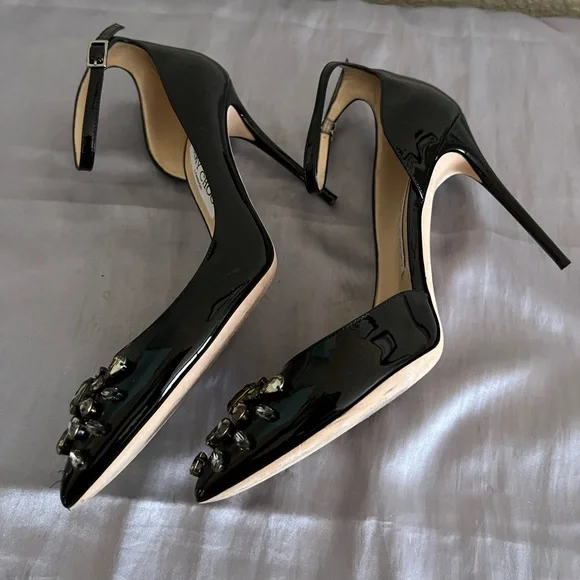 Jimmy Choo Lucy Mix Crystal D’Orsay Pumps Shoes 38.5 - Picture 9 of 15